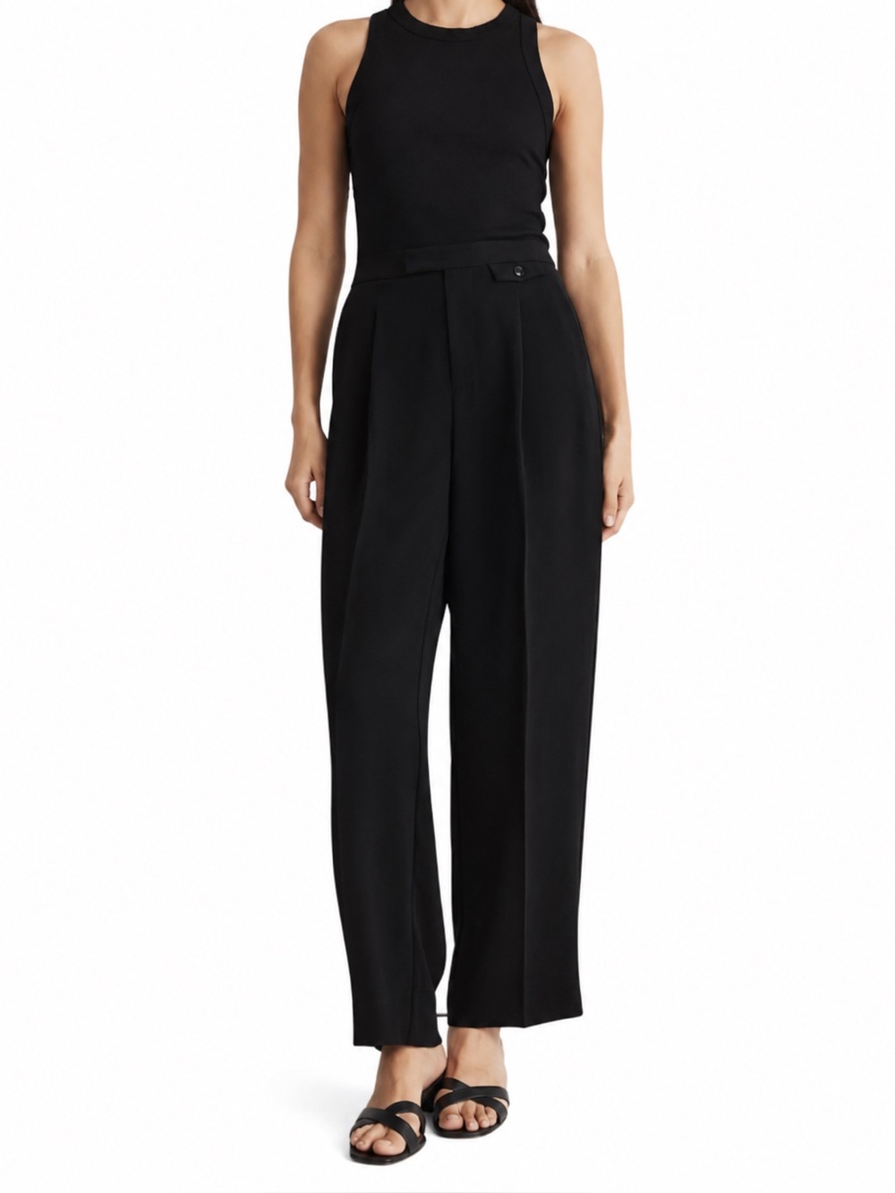 Madewell Black High-Rise Wide-Leg Trousers